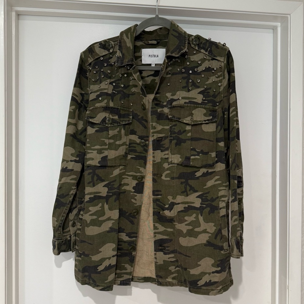 Pistola Camouflage Jacket with Stud Accents